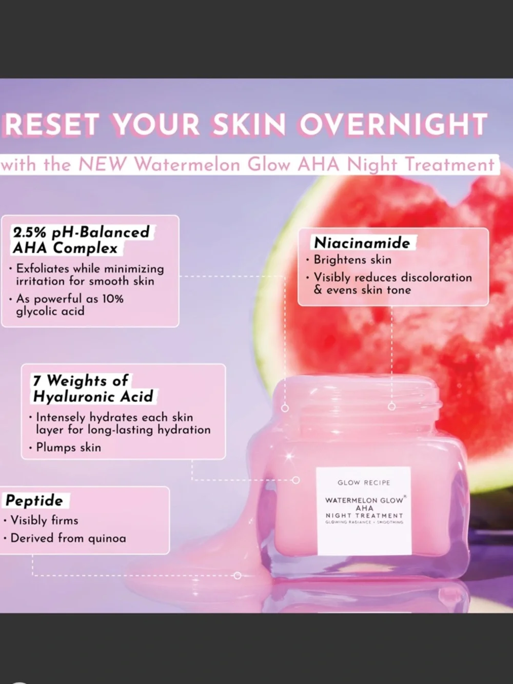 Glow Recipe Watermelon Glow AHA Night Treatment Mini 25ml BRAND NEW IN BOX - Picture 6 of 8